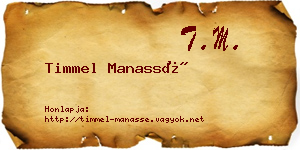 Timmel Manassé névjegykártya